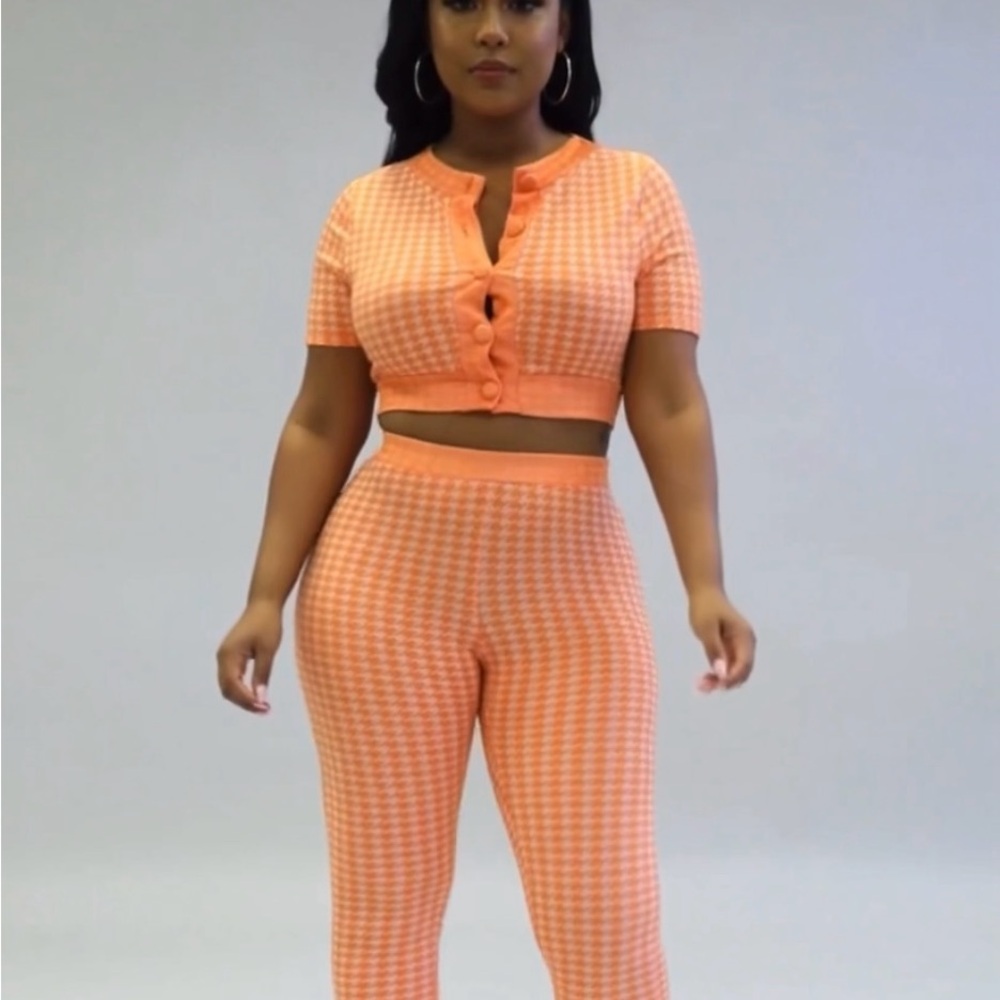 Orange Houndstooth Women's Jumpsuit